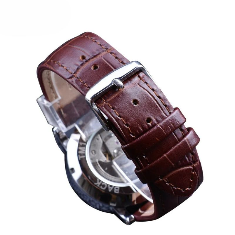 Mode Luxus Leder Vollautomatische Uhr
