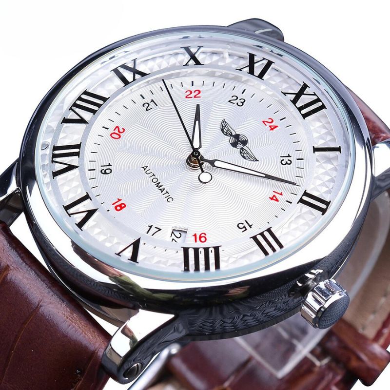 Mode Luxus Leder Vollautomatische Uhr