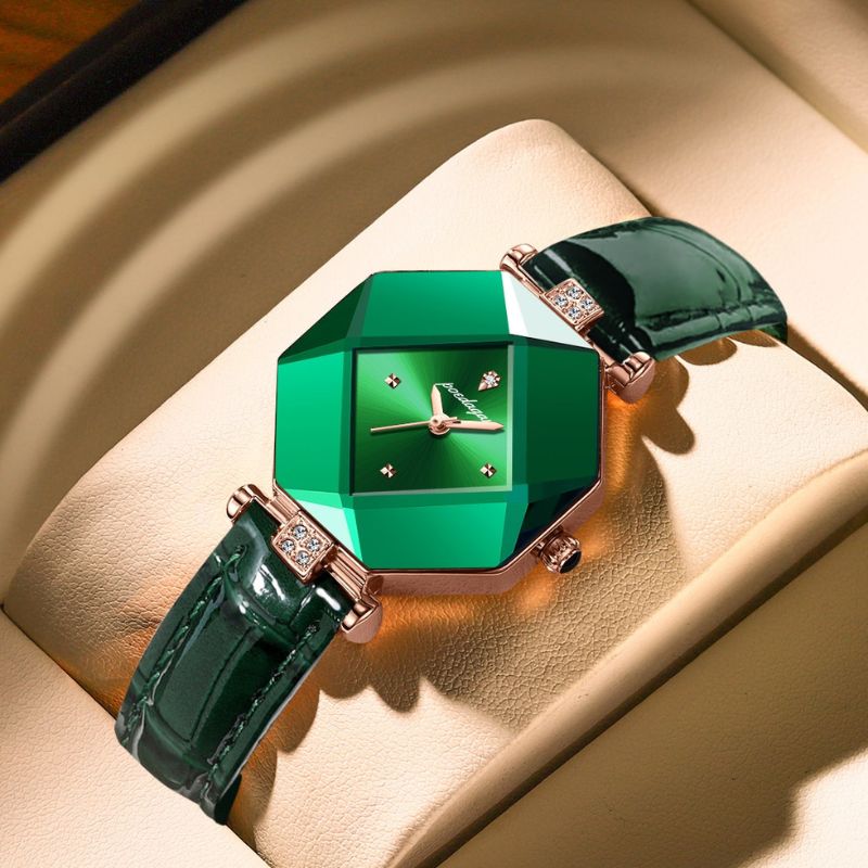 Luxuriöse grüne Diamant-Quarz-Uhr