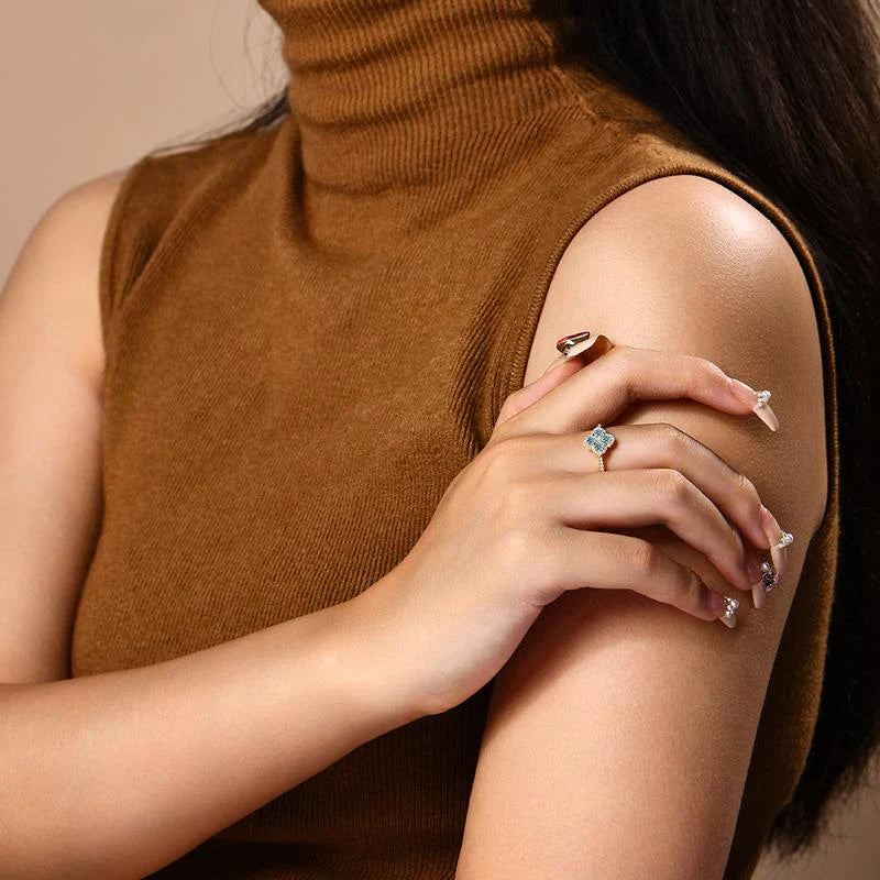 Soraya Kleeblatt Ring Blau | Weißgold 18k
