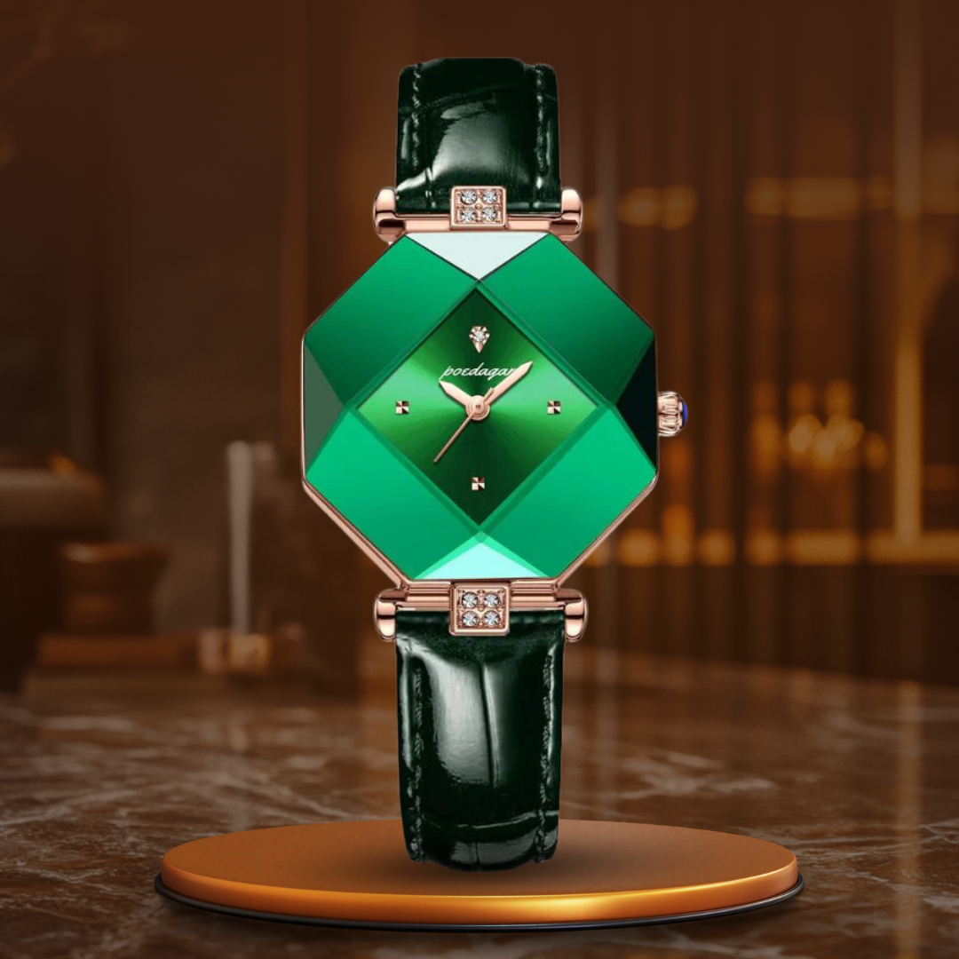 Luxuriöse grüne Diamant-Quarz-Uhr