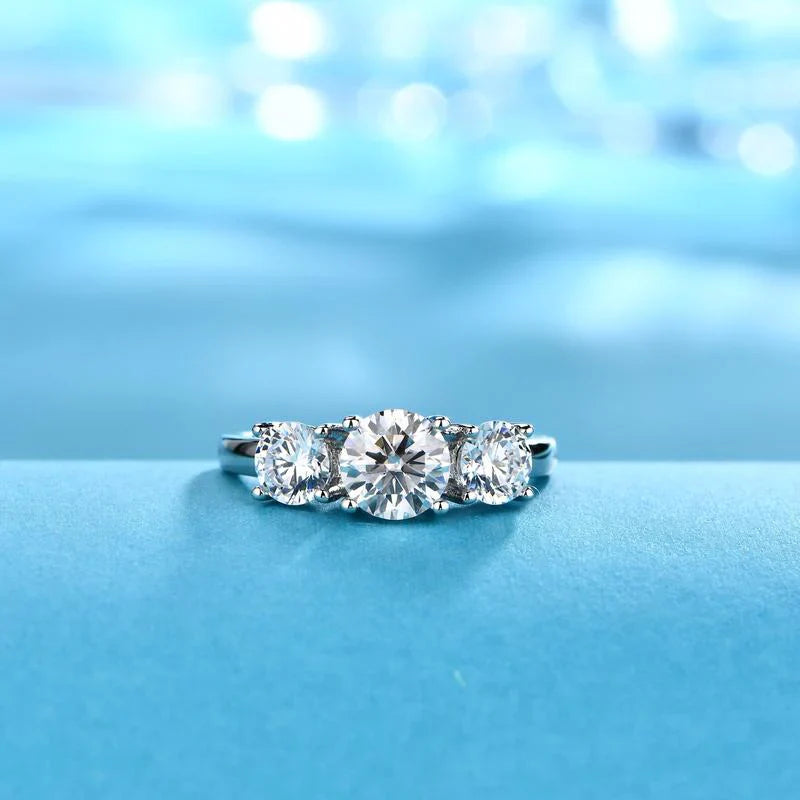 Clare Dreifach Stein Ring | Weißgold 16k